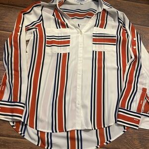 Express Portifino slim fit Striped Button-Up Blouse